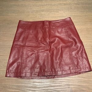 free people maroon leather mini skirt